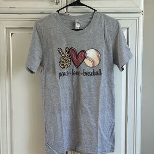 Bella Canvas Gray Short Sleeve Tee Peace Love Baseball